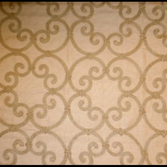 Embroidered Crewel Drapery Lieden Gold Fabric - Picture 2 of 4